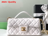 Chanel Mini Flap Bag with Top Handle in White Lambskin Gold Tone Metal AS5354 Replica