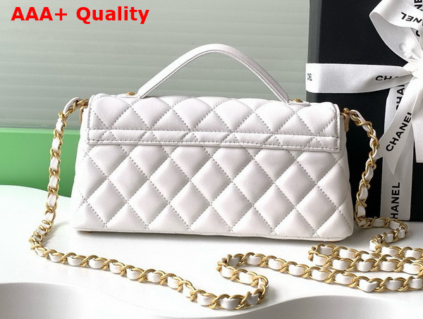 Chanel Mini Flap Bag with Top Handle in White Lambskin Gold Tone Metal AS5354 Replica