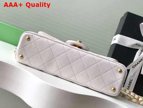 Chanel Mini Flap Bag with Top Handle in White Lambskin Gold Tone Metal AS5354 Replica