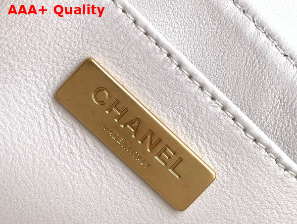 Chanel Mini Flap Bag with Top Handle in White Lambskin Gold Tone Metal AS5354 Replica