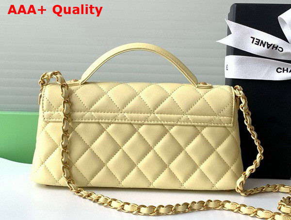 Chanel Mini Flap Bag with Top Handle in Yellow Lambskin Gold Tone Metal AS5354 Replica
