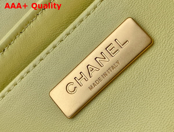 Chanel Mini Flap Bag with Top Handle in Yellow Lambskin Gold Tone Metal AS5354 Replica