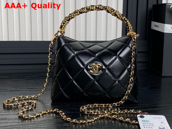 Chanel Mini Hobo Bag in Black Lambskin AP4189 Replica