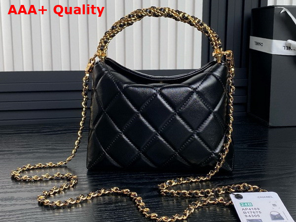 Chanel Mini Hobo Bag in Black Lambskin AP4189 Replica