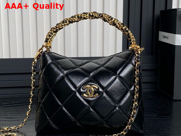 Chanel Mini Hobo Bag in Black Lambskin AP4189 Replica