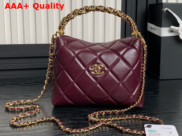 Chanel Mini Hobo Bag in Burgundy Lambskin AP4189 Replica