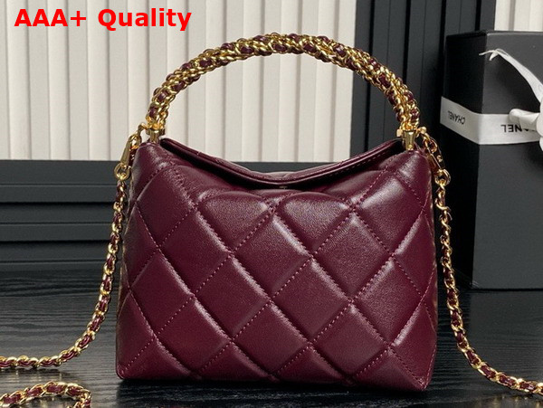 Chanel Mini Hobo Bag in Burgundy Lambskin AP4189 Replica