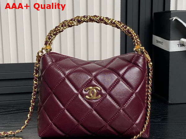 Chanel Mini Hobo Bag in Burgundy Lambskin AP4189 Replica