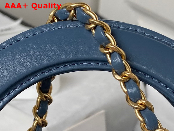 Chanel Mini Shopping Bag in Blue Shiny Aged Calfskin Gold Tone Metal AS4416 Replica