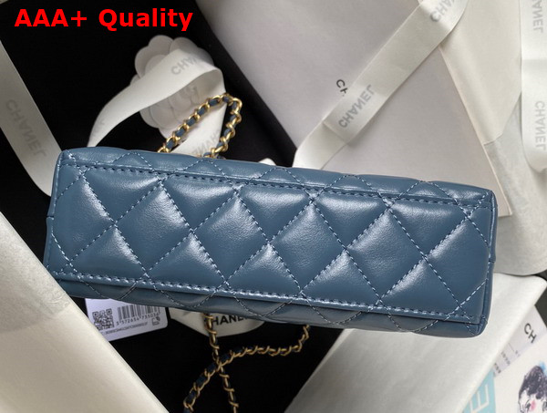 Chanel Mini Shopping Bag in Blue Shiny Aged Calfskin Gold Tone Metal AS4416 Replica