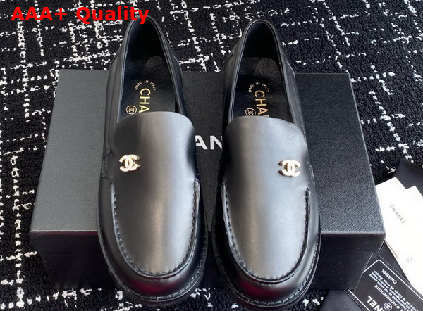 Chanel Moccasins Black Calfskin G45615 Replica