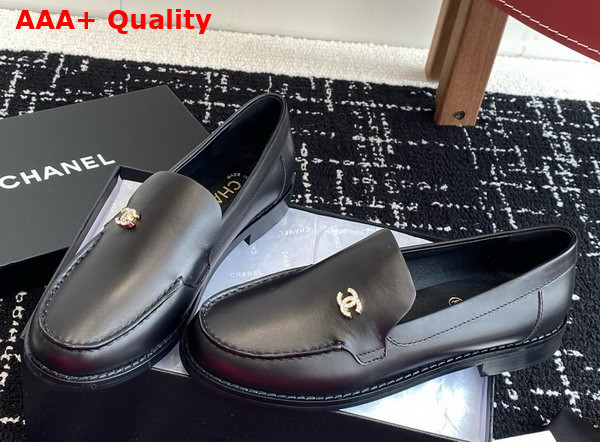Chanel Moccasins Black Calfskin G45615 Replica