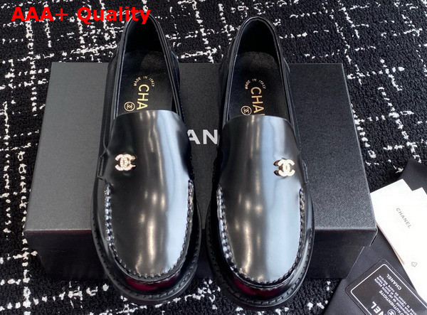 Chanel Moccasins in Black Brushed Calfskin G45615 Replica