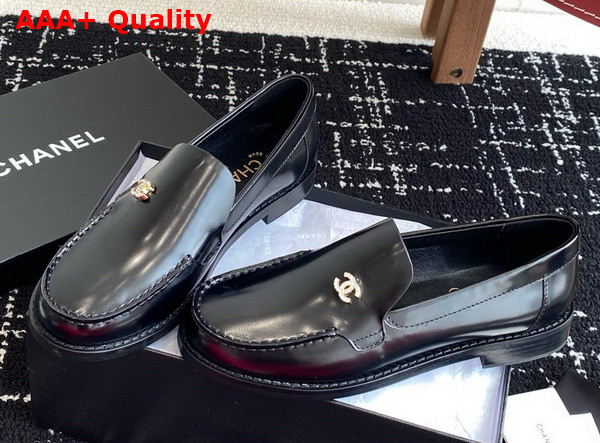Chanel Moccasins in Black Brushed Calfskin G45615 Replica