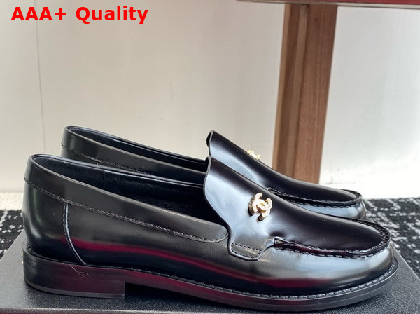Chanel Moccasins in Black Brushed Calfskin G45615 Replica