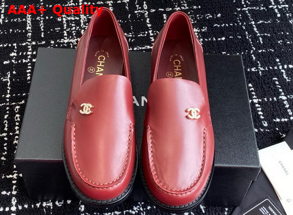 Chanel Moccasins in Red Calfskin G45615 Replica