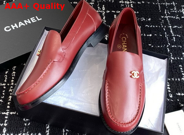 Chanel Moccasins in Red Calfskin G45615 Replica