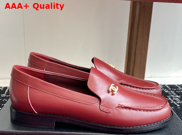 Chanel Moccasins in Red Calfskin G45615 Replica