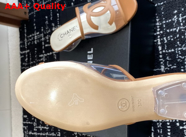 Chanel Mule in Beige Transparent PVC and Leather Replica