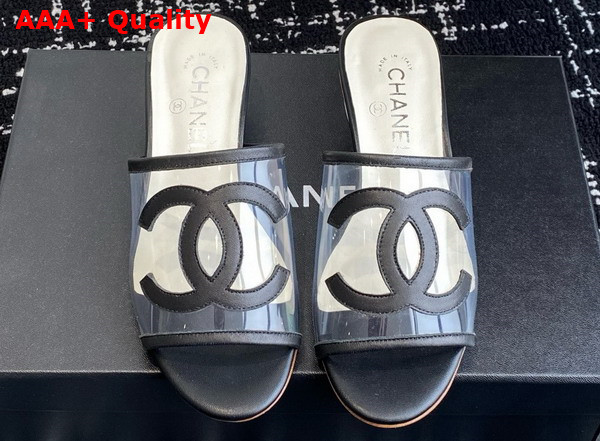 Chanel Mule in Black Transparent PVC and Leather Replica