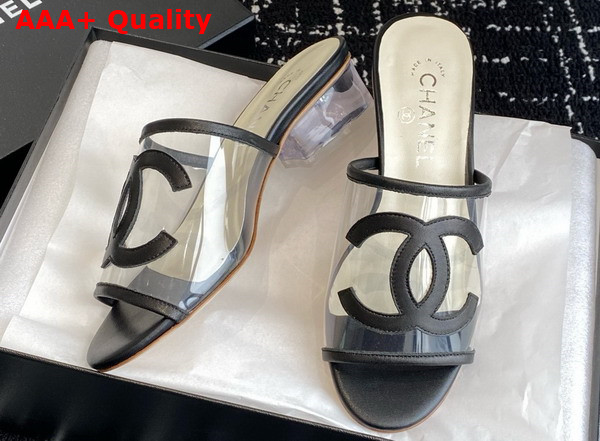 Chanel Mule in Black Transparent PVC and Leather Replica