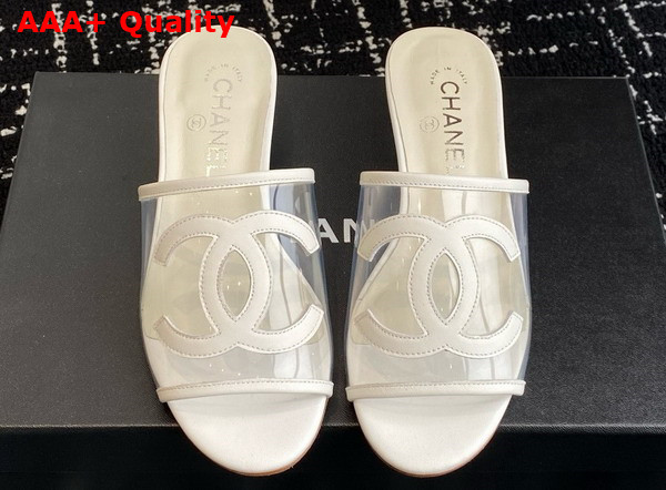 Chanel Mule in White Transparent PVC and Leather Replica