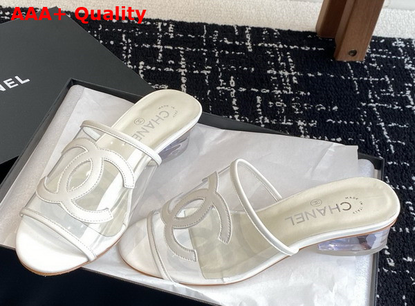 Chanel Mule in White Transparent PVC and Leather Replica