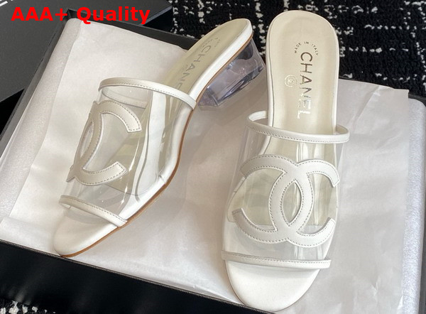 Chanel Mule in White Transparent PVC and Leather Replica