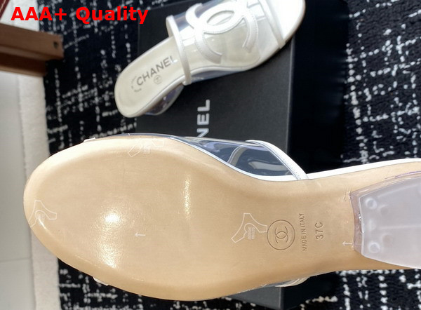 Chanel Mule in White Transparent PVC and Leather Replica