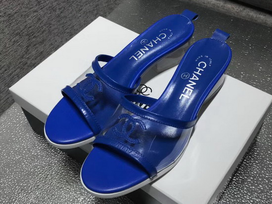Chanel Mules PVC and Lambskin Blue