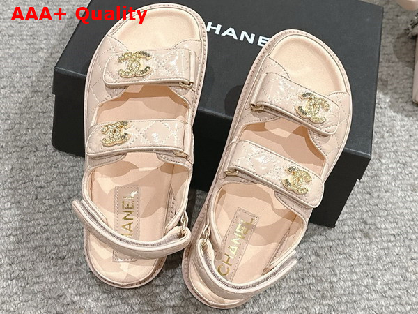Chanel Mules in Beige Shiny Lambskin G45507 Replica