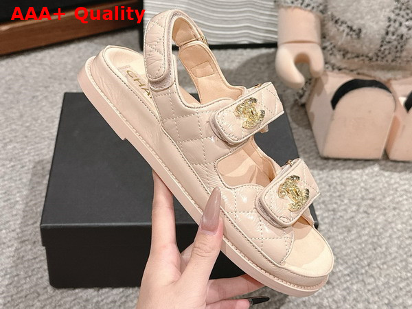 Chanel Mules in Beige Shiny Lambskin G45507 Replica