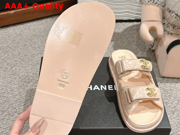 Chanel Mules in Beige Shiny Lambskin G45507 Replica