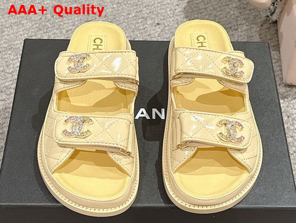 Chanel Mules in Light Yellow Shiny Lambskin G45507 Replica
