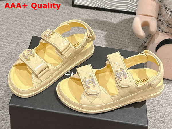 Chanel Mules in Light Yellow Shiny Lambskin G45507 Replica