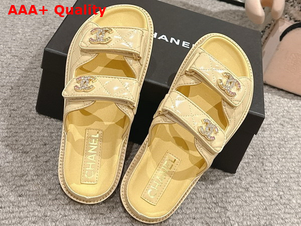 Chanel Mules in Light Yellow Shiny Lambskin G45507 Replica