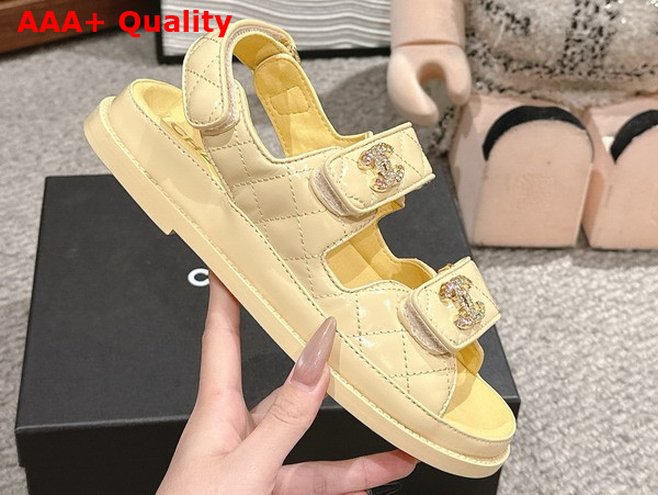 Chanel Mules in Light Yellow Shiny Lambskin G45507 Replica