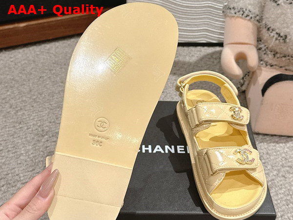 Chanel Mules in Light Yellow Shiny Lambskin G45507 Replica