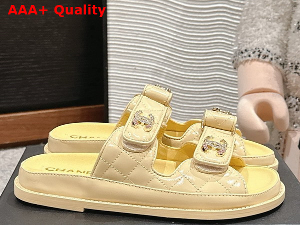 Chanel Mules in Light Yellow Shiny Lambskin G45507 Replica