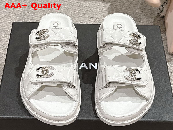 Chanel Mules in White Shiny Lambskin G45507 Replica
