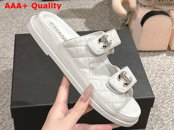 Chanel Mules in White Shiny Lambskin G45507 Replica