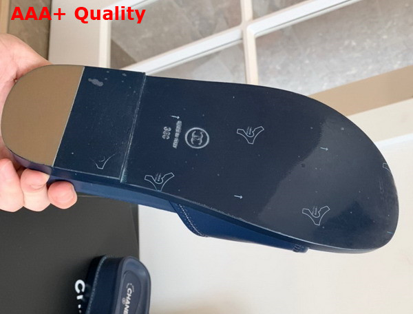 Chanel Mules with Multicolor Letter Logo Navy Blue Lambskin G38933 Replica