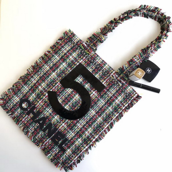 Chanel No 5 Large Shopping Bag Tweed Viny For Sale