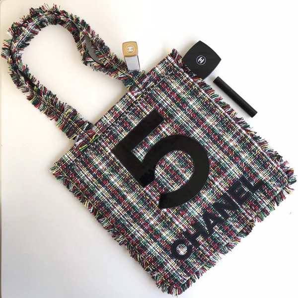 Chanel No 5 Large Shopping Bag Tweed Viny For Sale