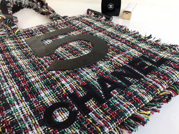 Chanel No 5 Large Shopping Bag Tweed Viny For Sale