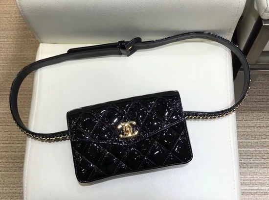 Chanel Patent Leather Belt Bag in Black