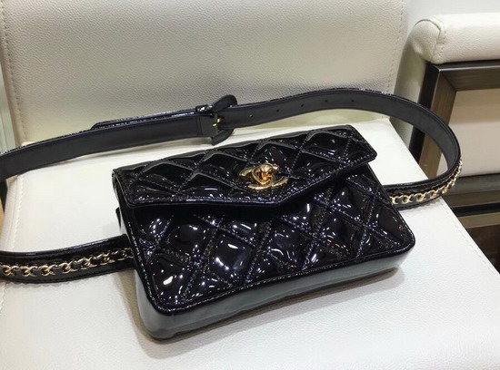 Chanel Patent Leather Belt Bag in Black