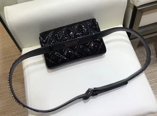 Chanel Patent Leather Belt Bag in Black