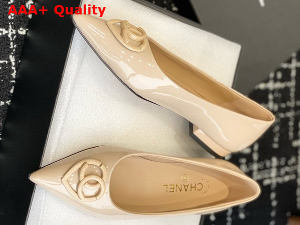 Chanel Patent Leather Pump in Beige Replica