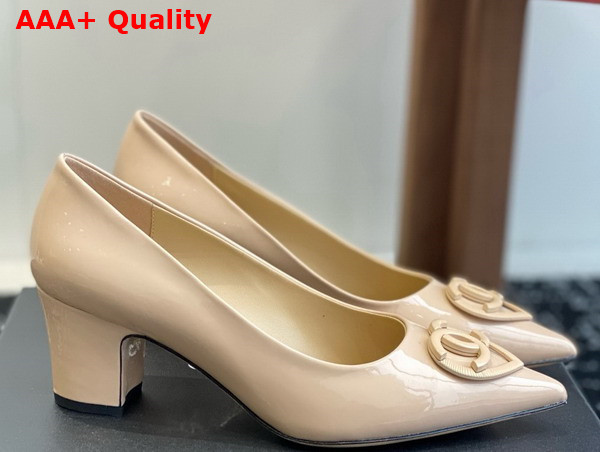 Chanel Patent Leather Pump in Beige Replica